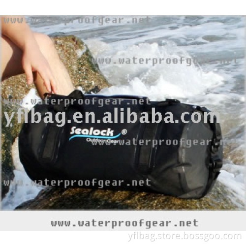 Black 30L Waterproof Duffel Bag for Outdoor Camping